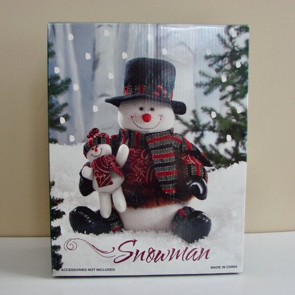 Stuffed Snowman Tophat Scarf Baby Snowman Winter Christmas Decor 14" NEW IN BOX - Picture 1 of 3